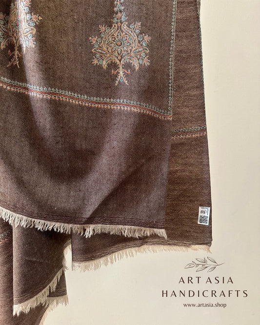 Brown Sozni Pashmina Shawl ArtAsiaHandicrafts