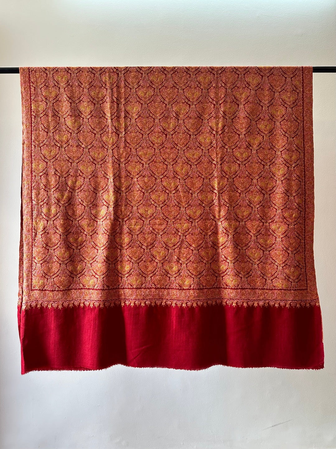 Dark Red Sozni Pashmina Shawl ArtAsiaHandicrafts