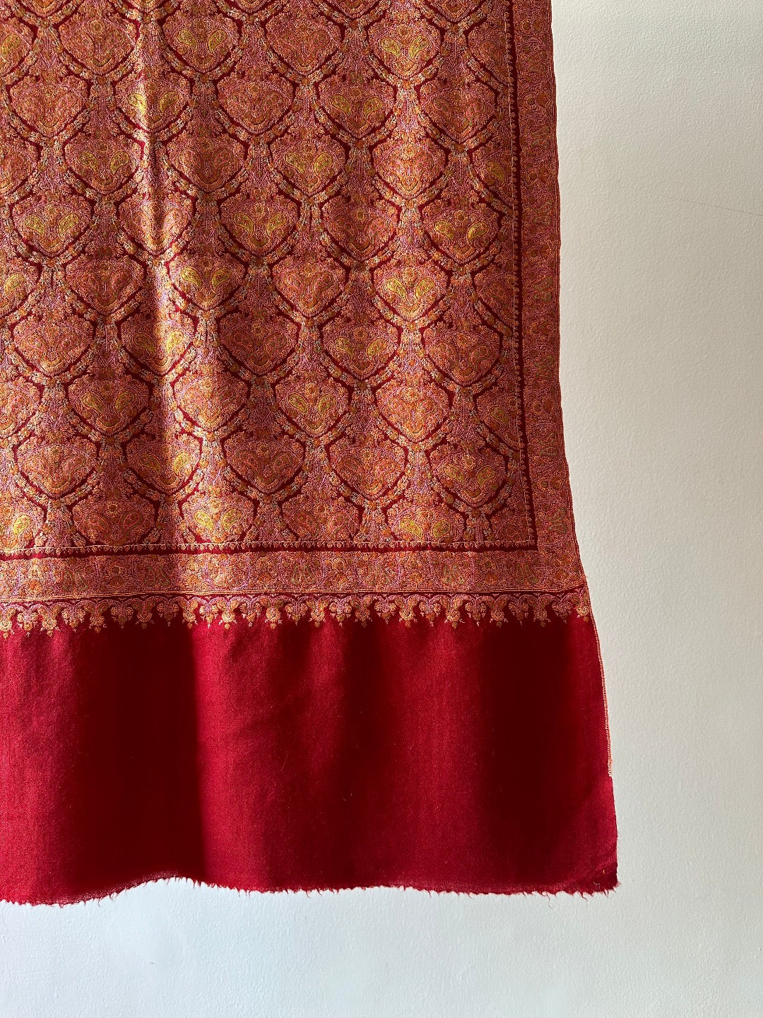 Dark Red Sozni Pashmina Shawl ArtAsiaHandicrafts