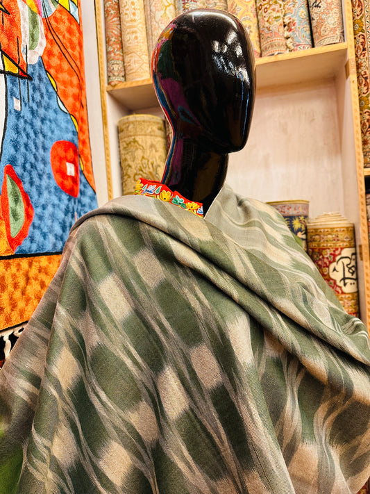 Green Ikat Pashmina Scarf ArtAsiaHandicrafts