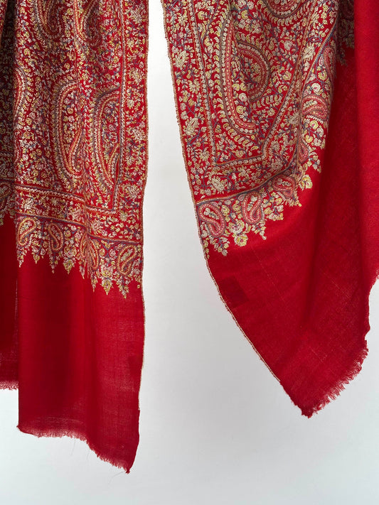 Red Paisley Pashmina Shawl