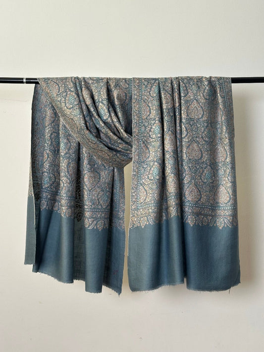 Pastel Blue Sozni Pashmina Shawl