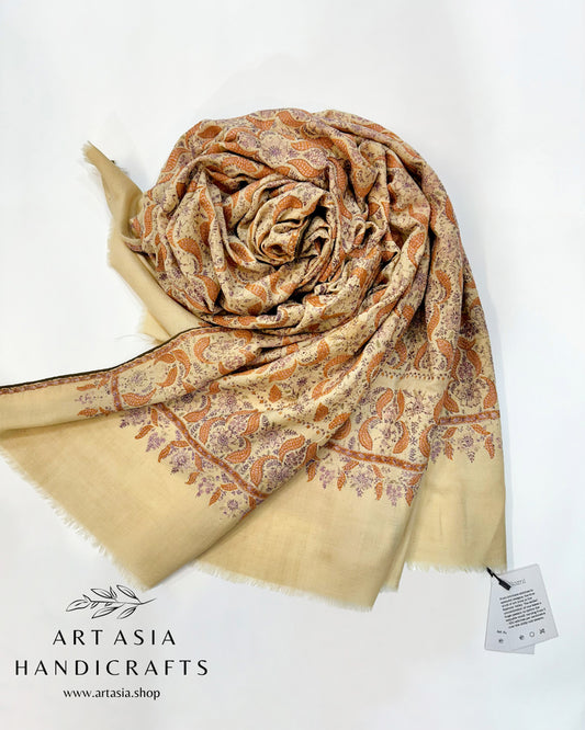 Ivory Antique Pashmina Shawl ArtAsiaHandicrafts