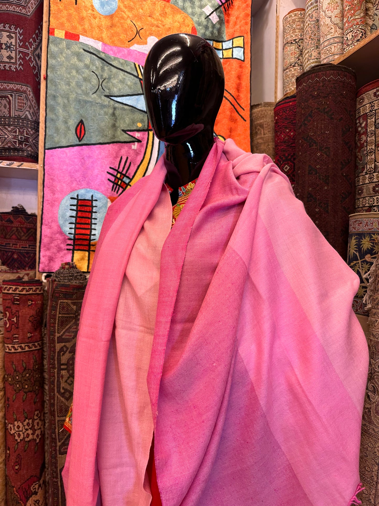 Pink Ikat Pashmina Scarf ArtAsiaHandicrafts