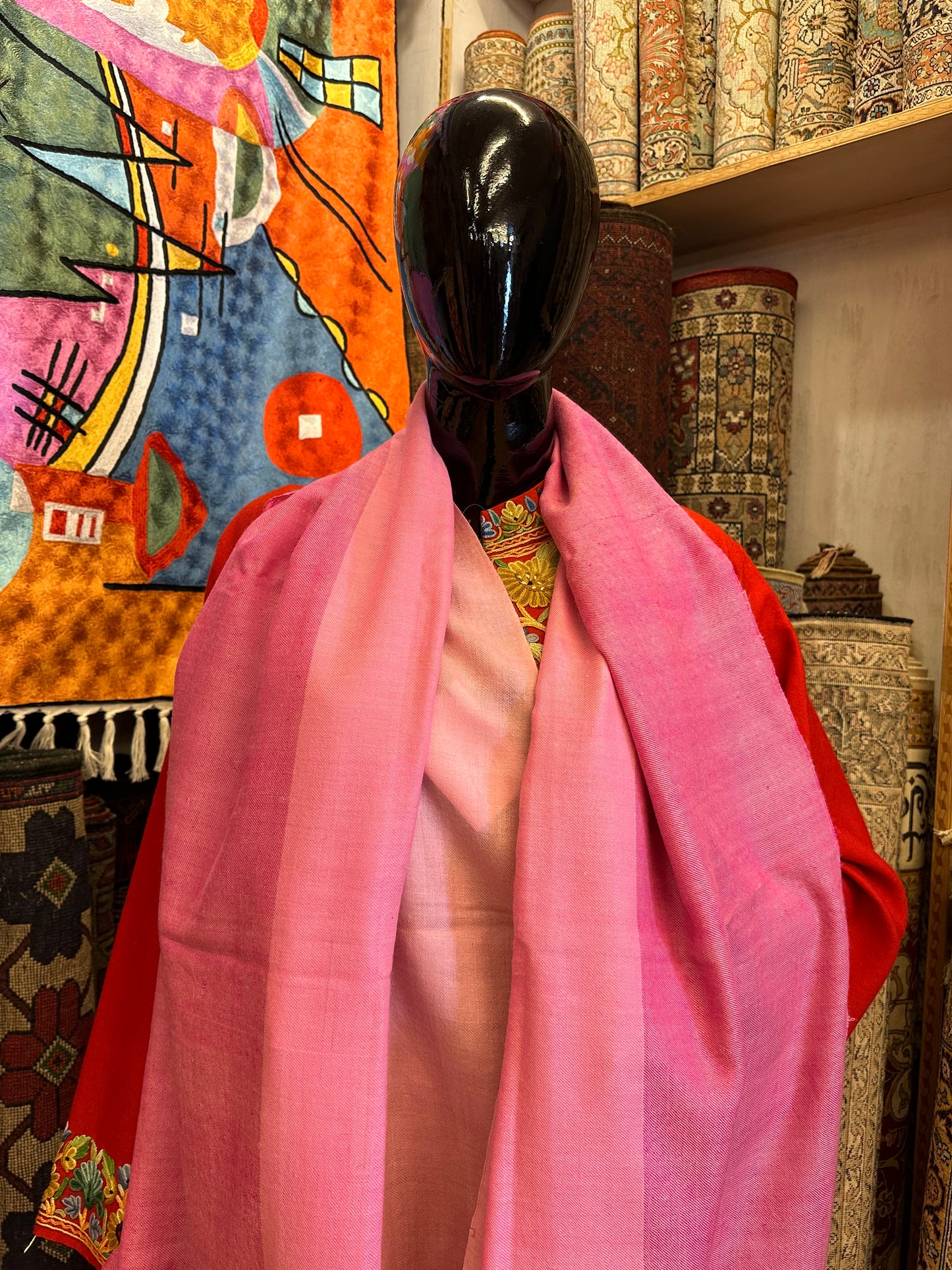 Pink Ikat Pashmina Scarf ArtAsiaHandicrafts