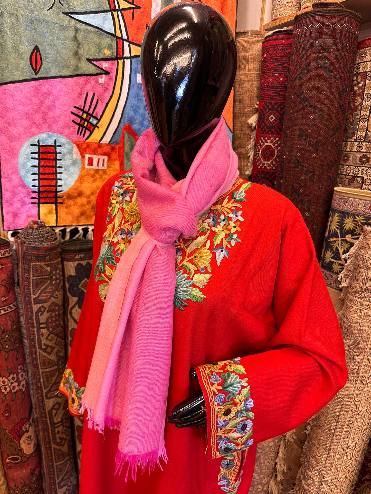 Pink Ikat Pashmina Scarf ArtAsiaHandicrafts