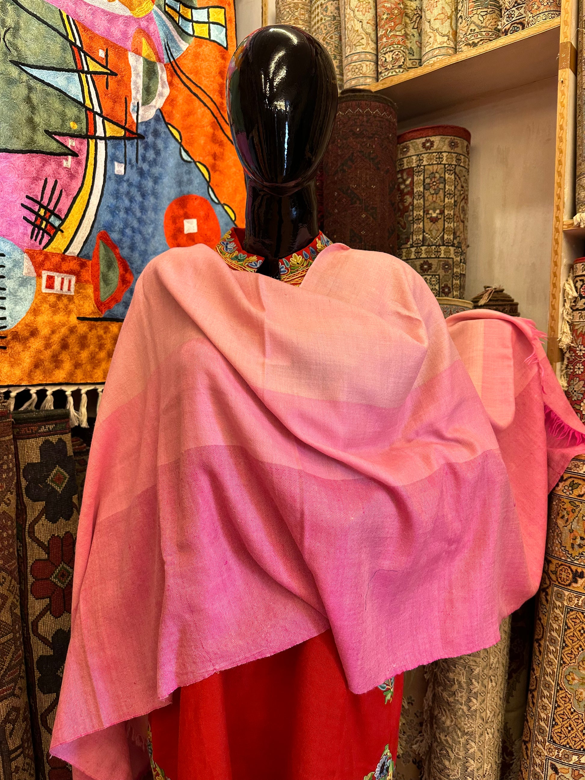 Pink Ikat Pashmina Scarf ArtAsiaHandicrafts