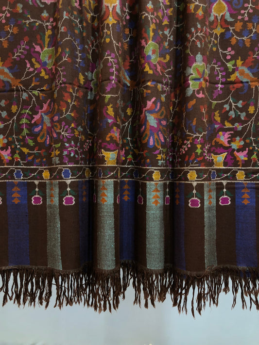 Brown Kani Pashmina Shawl ArtAsiaHandicrafts