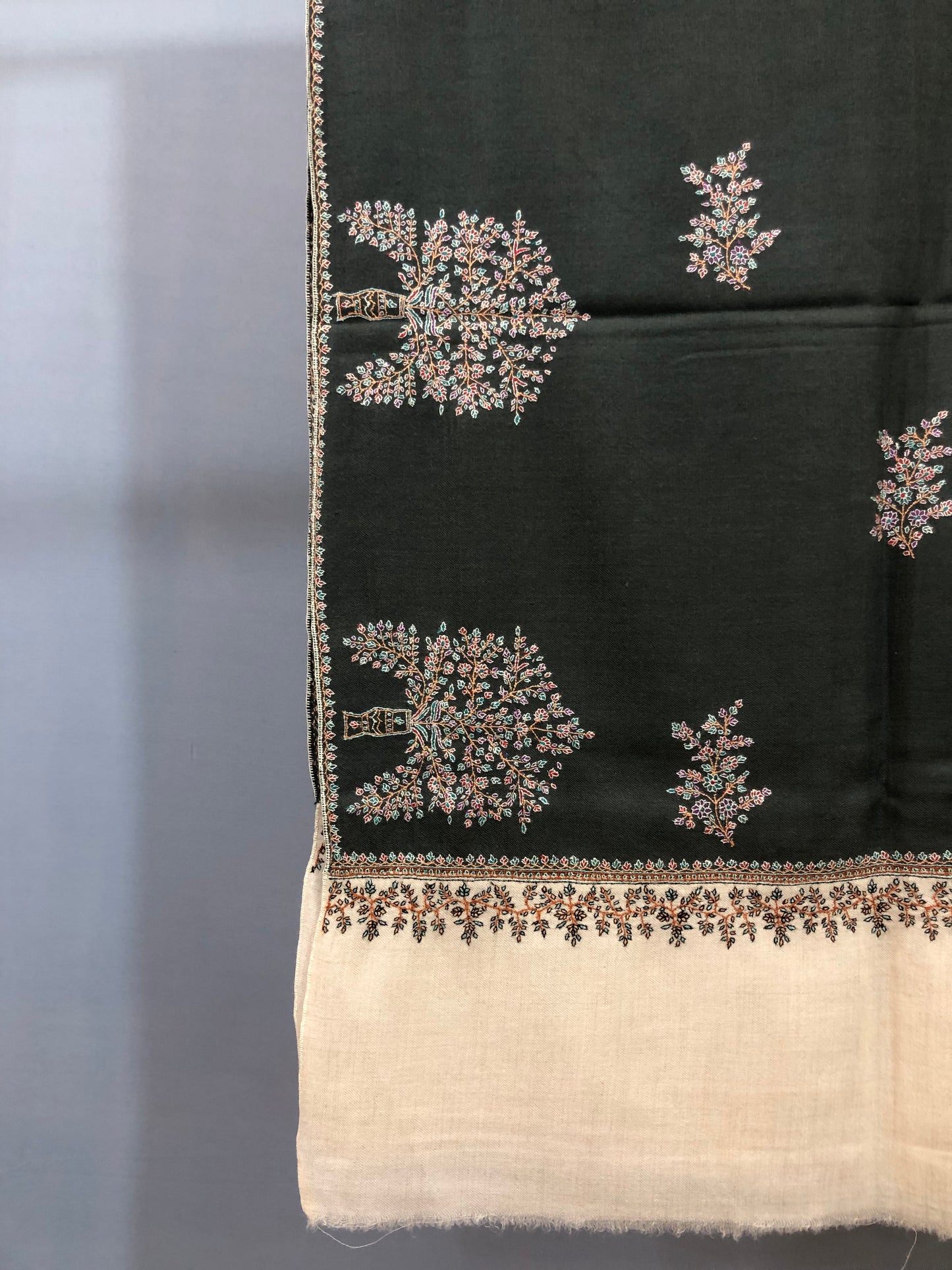 Charcoal Sozni Bootedar Shawl ArtAsiaHandicrafts