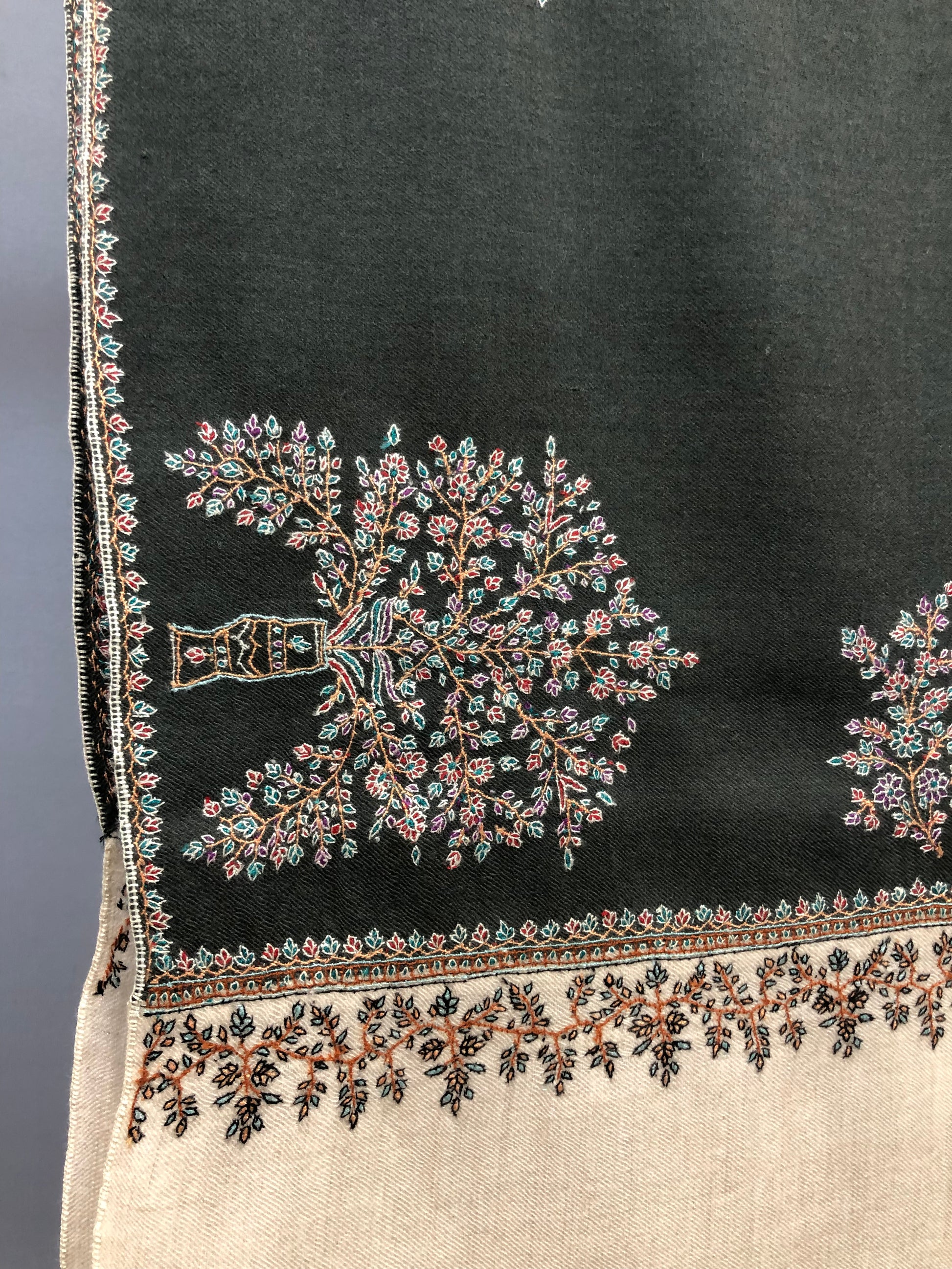 Charcoal Sozni Bootedar Shawl ArtAsiaHandicrafts