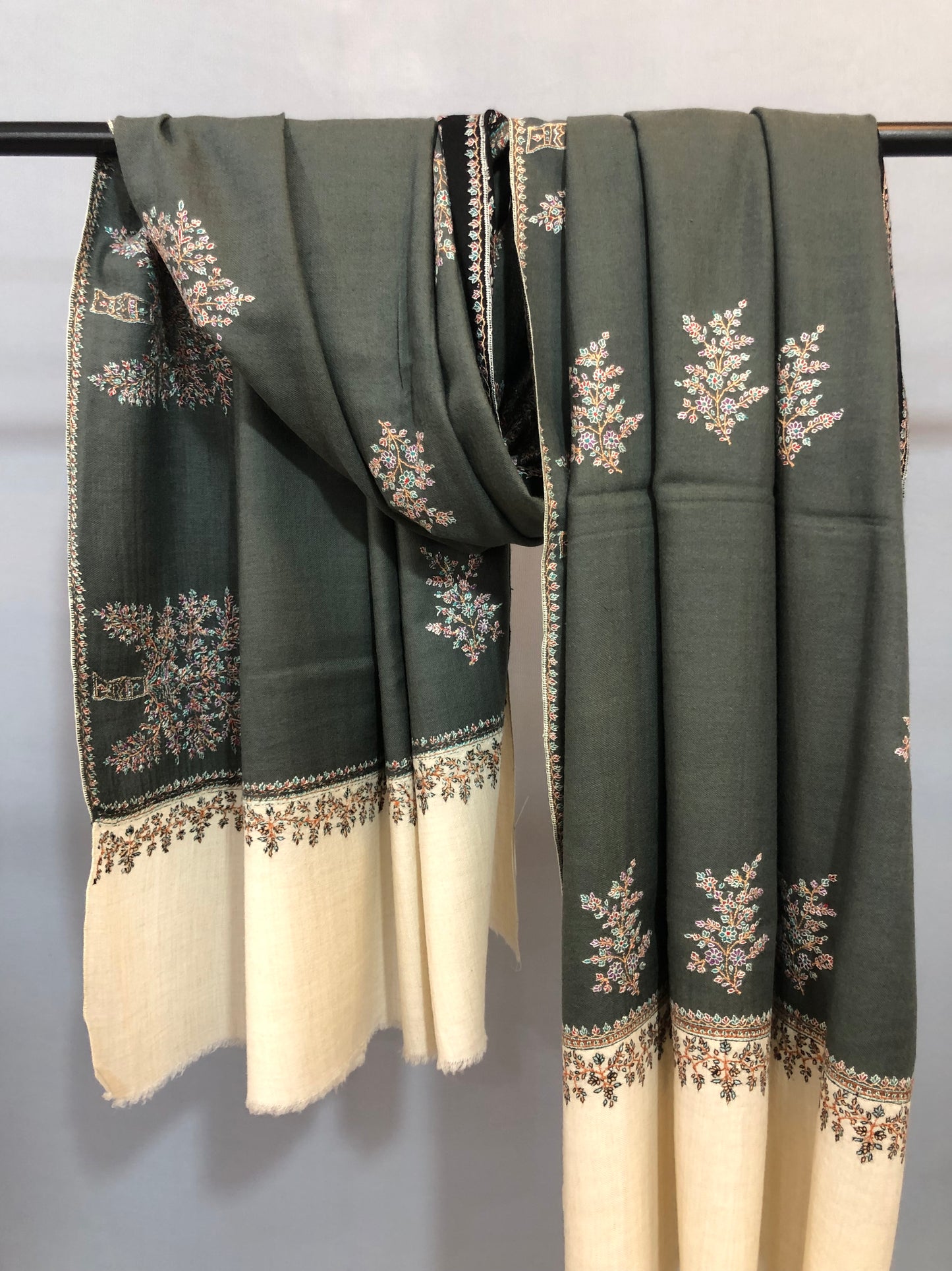 Charcoal Sozni Bootedar Shawl ArtAsiaHandicrafts