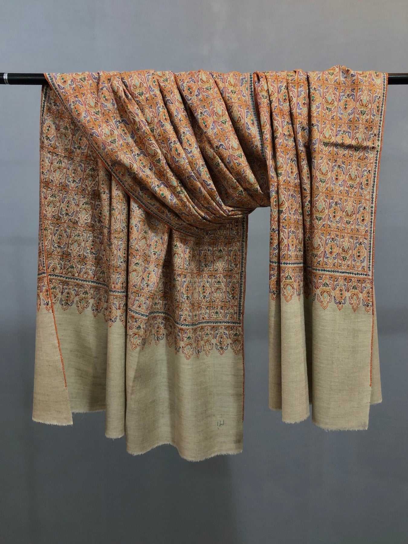 Grey Dabdaar Sozni Shawl ArtAsiaHandicrafts