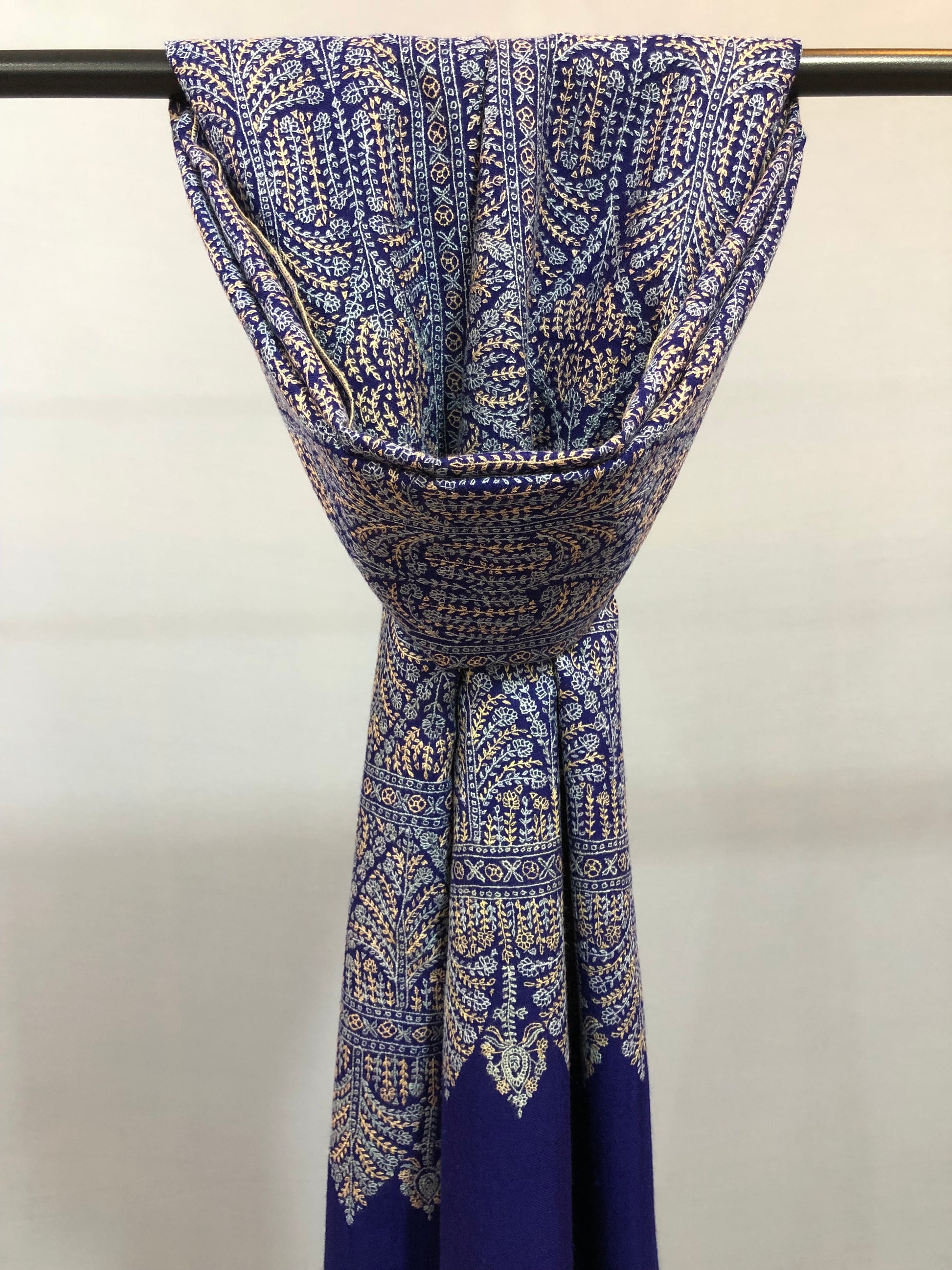 Indigo Sozni Pashmina Shawl ArtAsiaHandicrafts