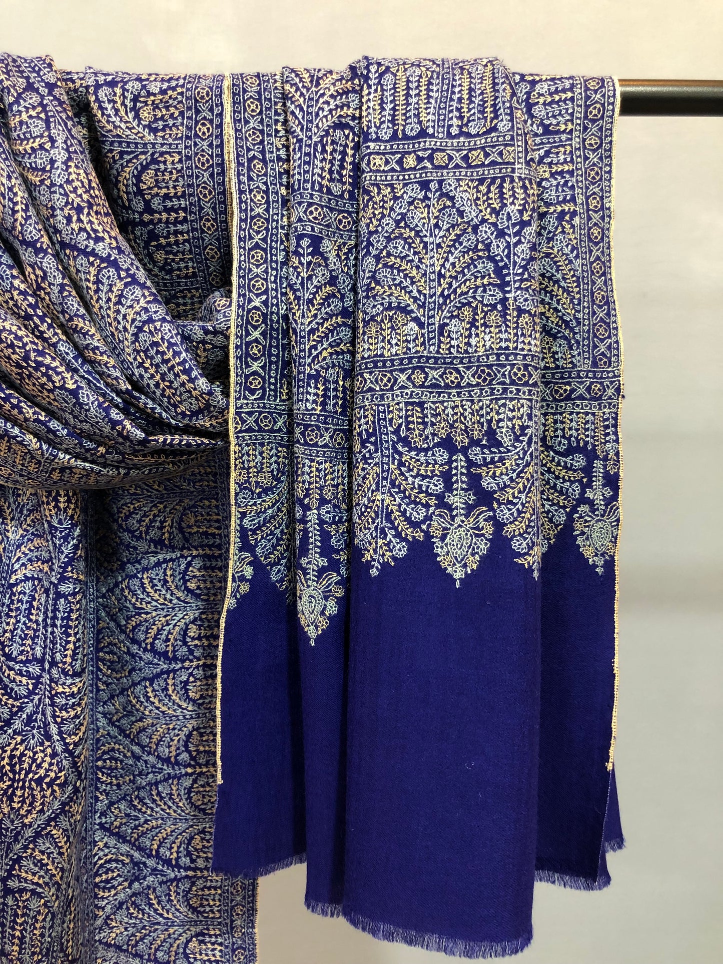 Indigo Sozni Pashmina Shawl ArtAsiaHandicrafts