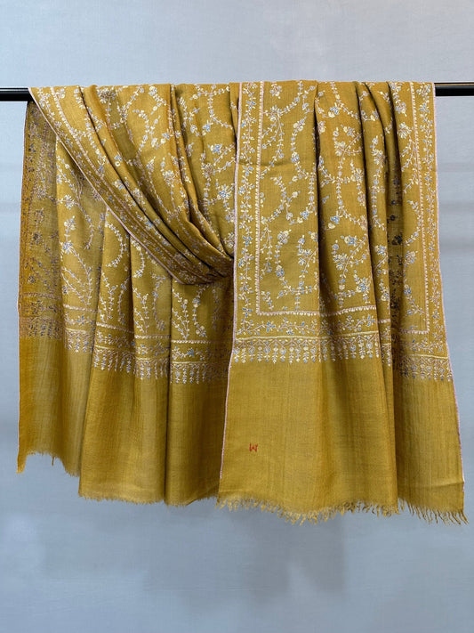 Mustard Jaal Pashmina Shawl ArtAsiaHandicrafts