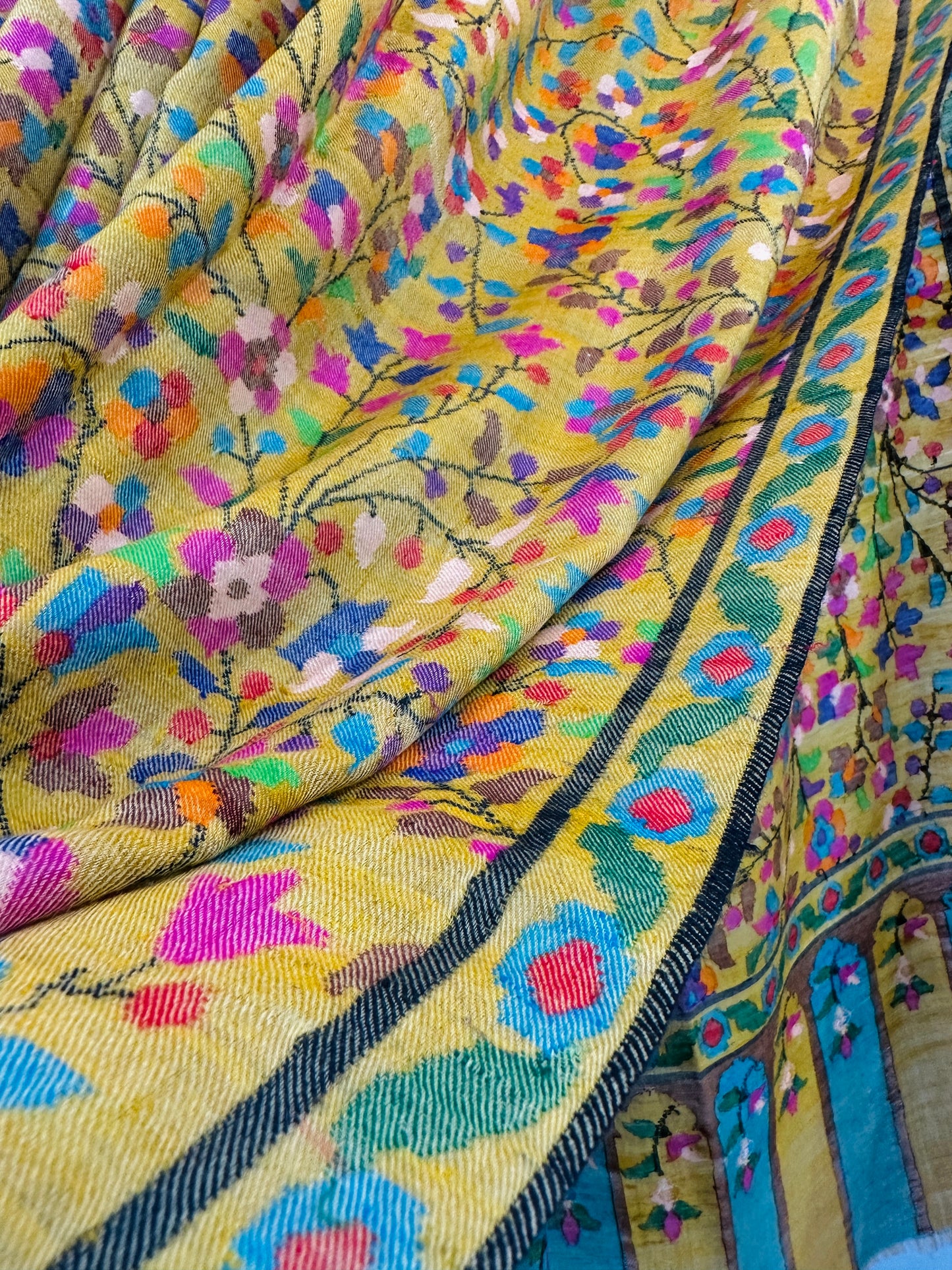 Mustard Kani Pashmina Shawl ArtAsiaHandicrafts