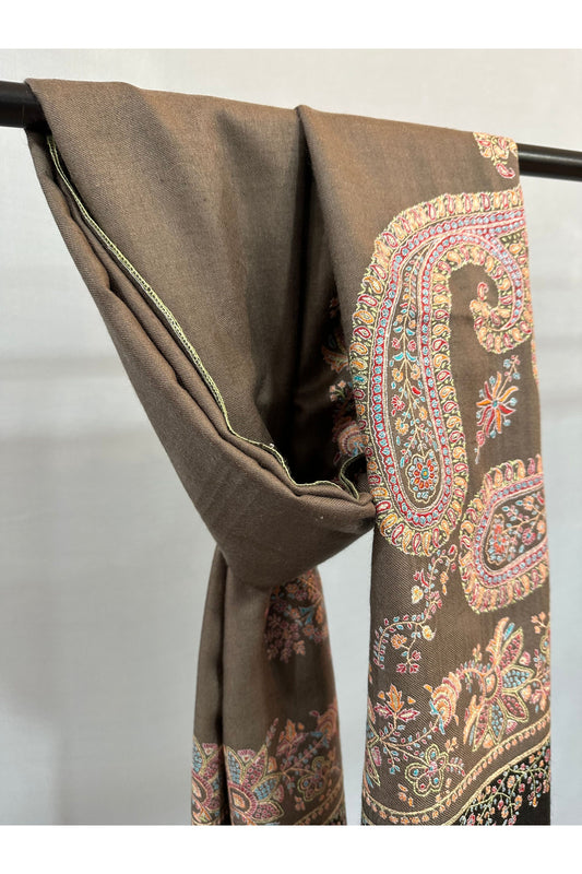 Pastel Brown Sozni Shawl ArtAsiaHandicrafts