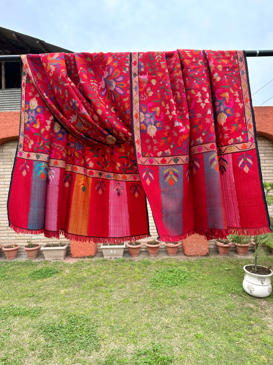 Red Kani Pashmina Shawl ArtAsiaHandicrafts