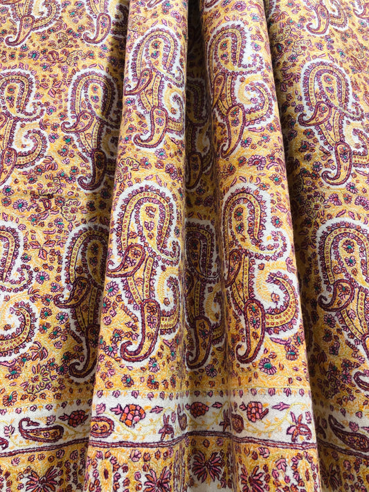 Yellow Sozni Pashmina Shawl ArtAsiaHandicrafts